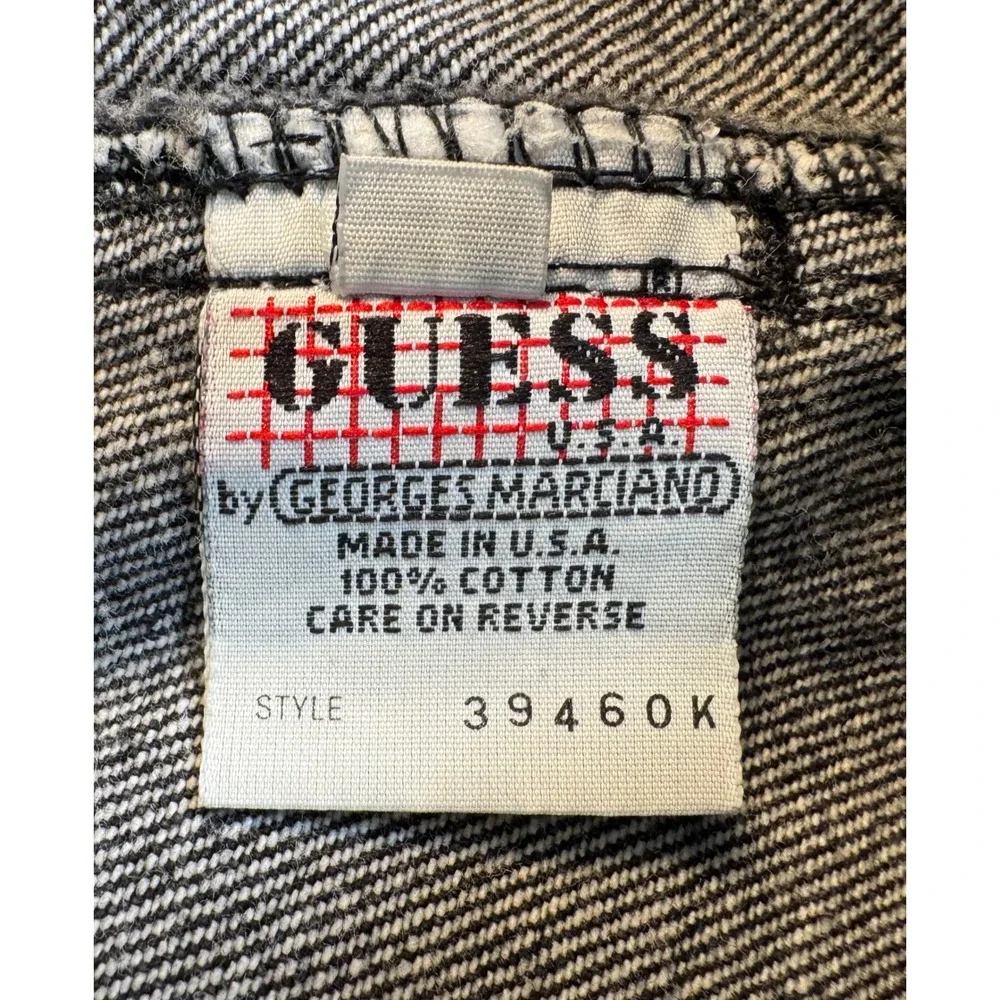 Streetwear Vtg GUESS Kids Denim Overalls 90s Shorts Made in USA Size 7